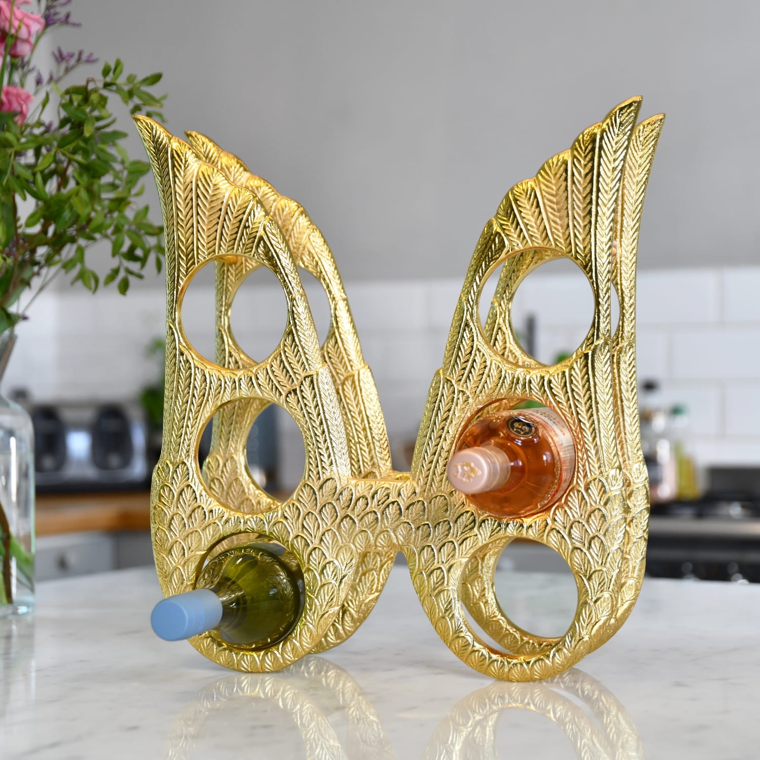 Gold 'Angel Wings' Wine Rack
