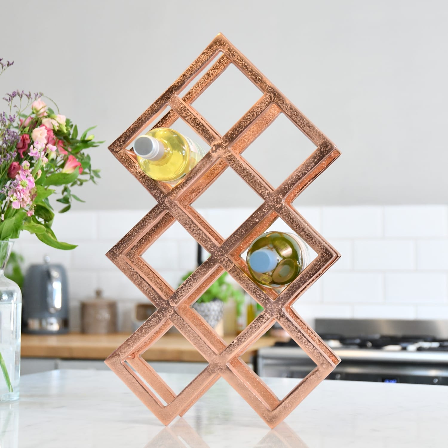 Copper 'Geometric' 9 Bottle Wine Rack