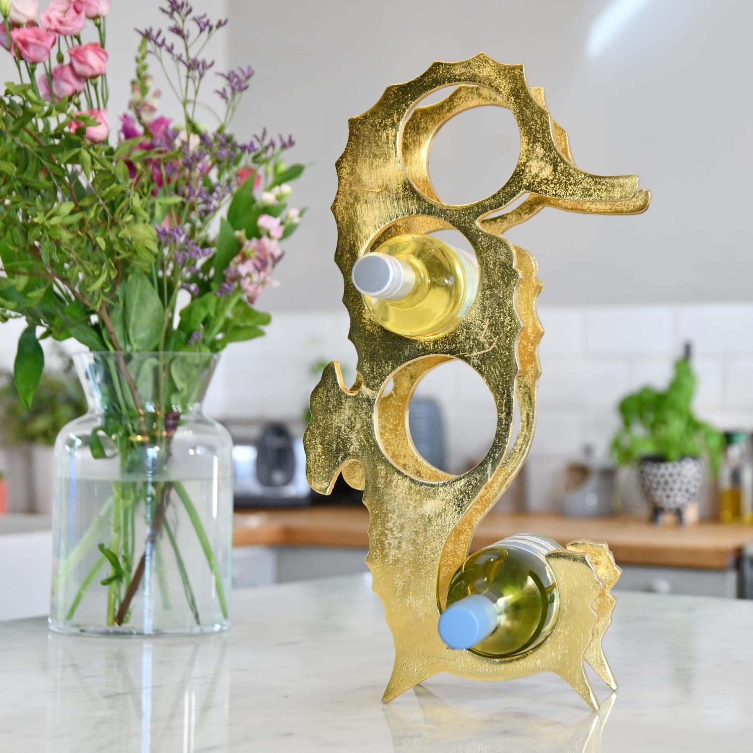 Gold 'Seahorse' Wine Rack