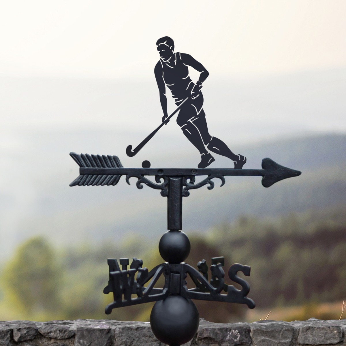 Female Hockey Player Iron Weathervane