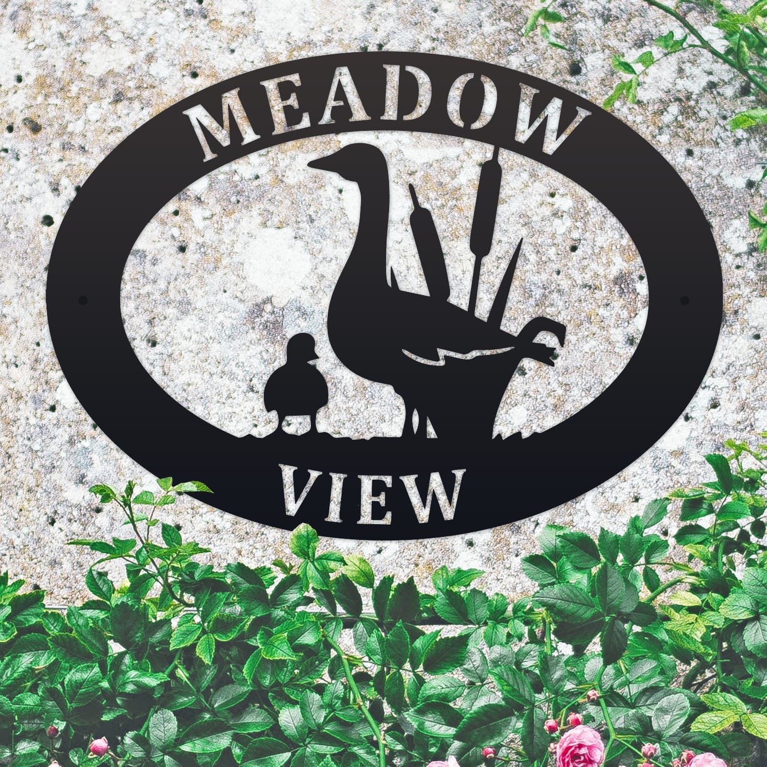 Geese Oval House Name Sign