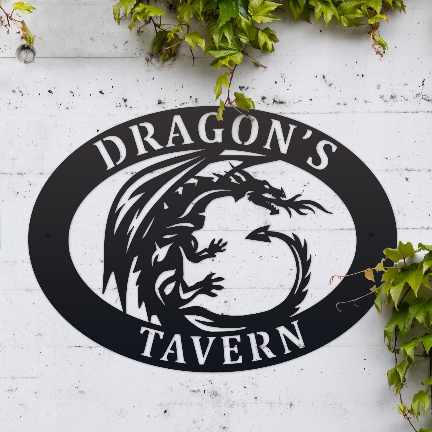 Tribal Dragon Oval House Name Sign
