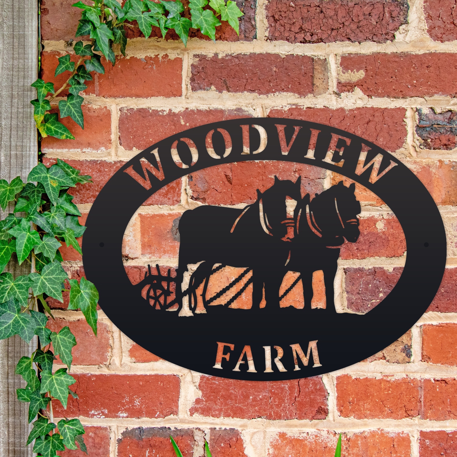 Horse & Plough Oval House Name Sign
