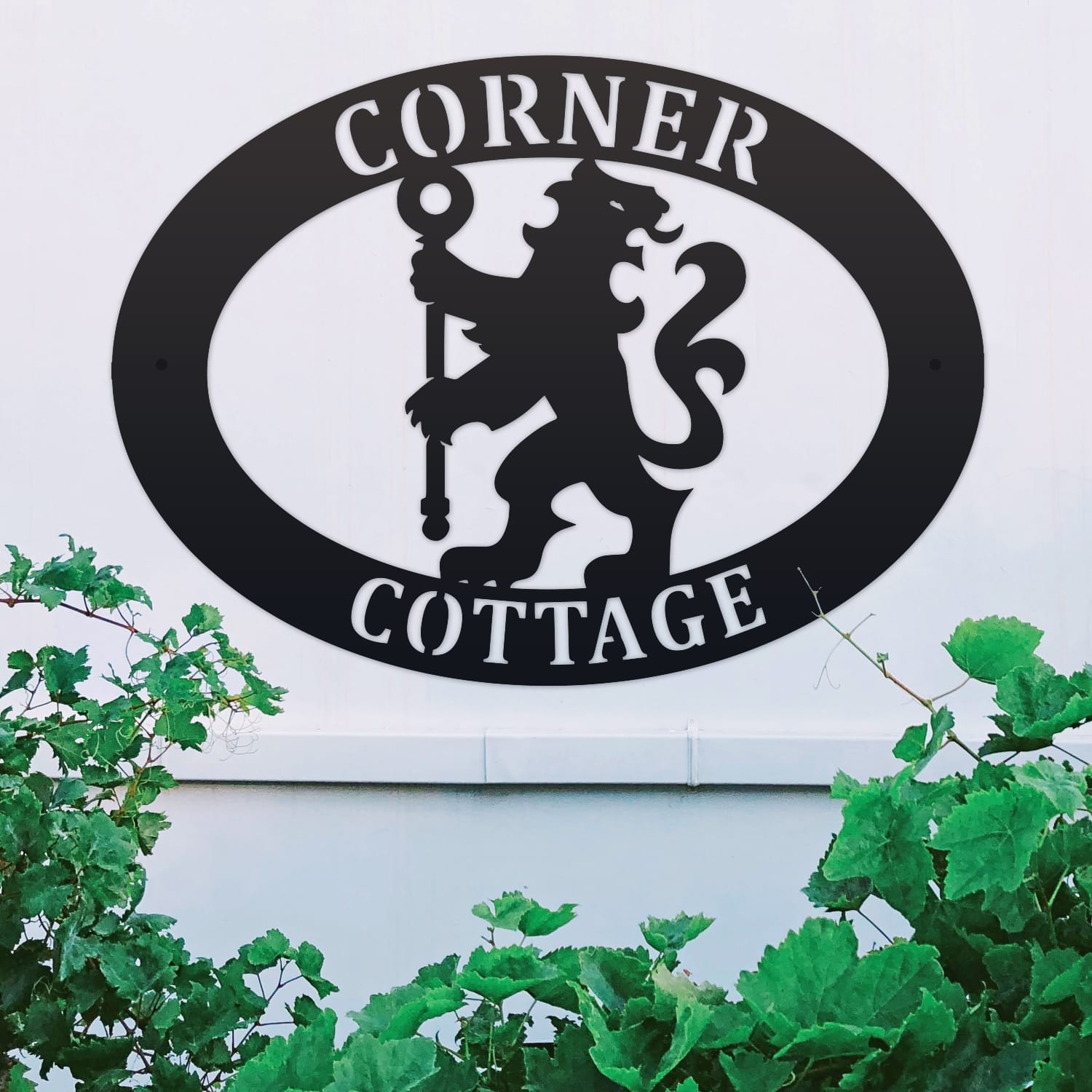Lion & Staff Oval House Name Sign