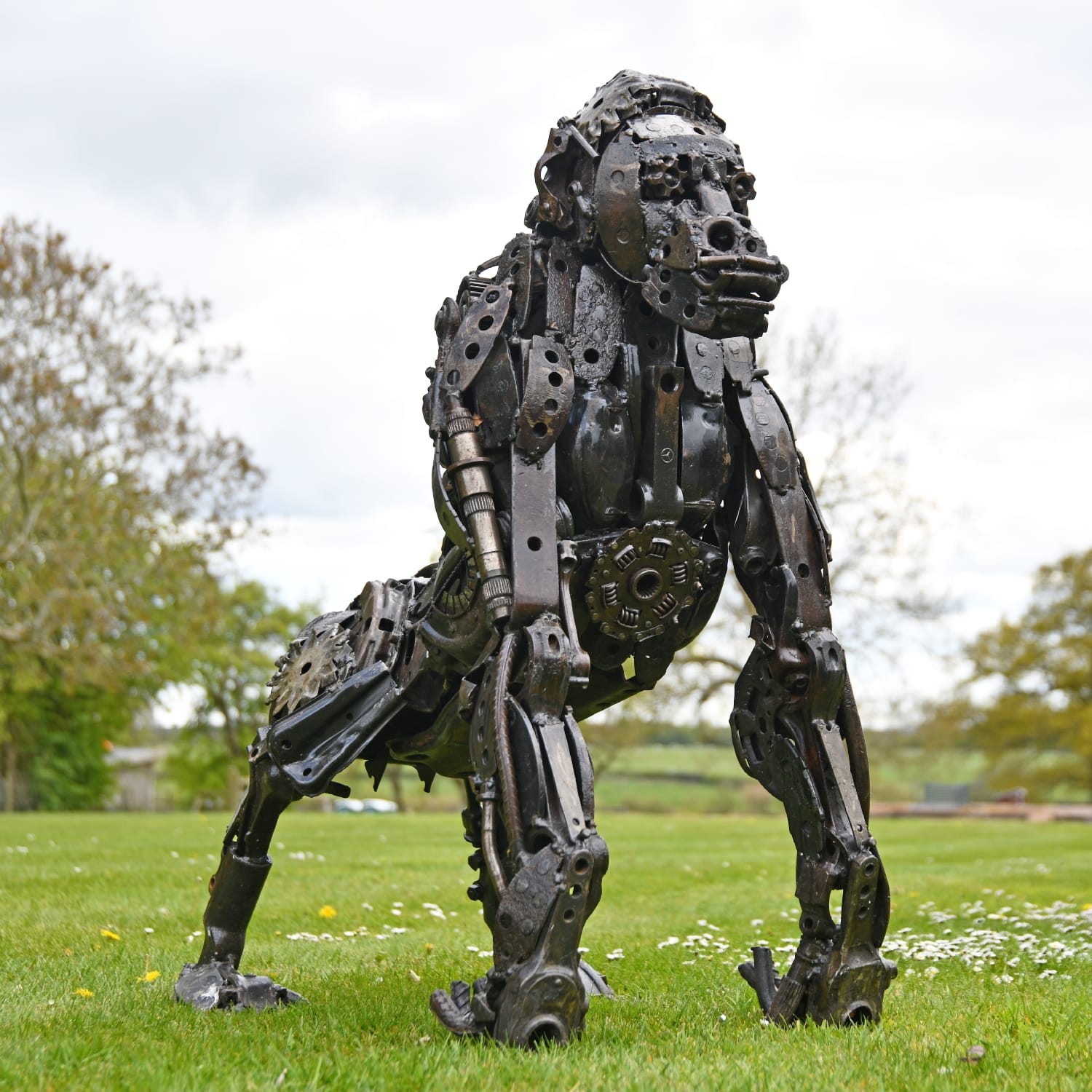 Recycled Metal Gorilla Sculpture
