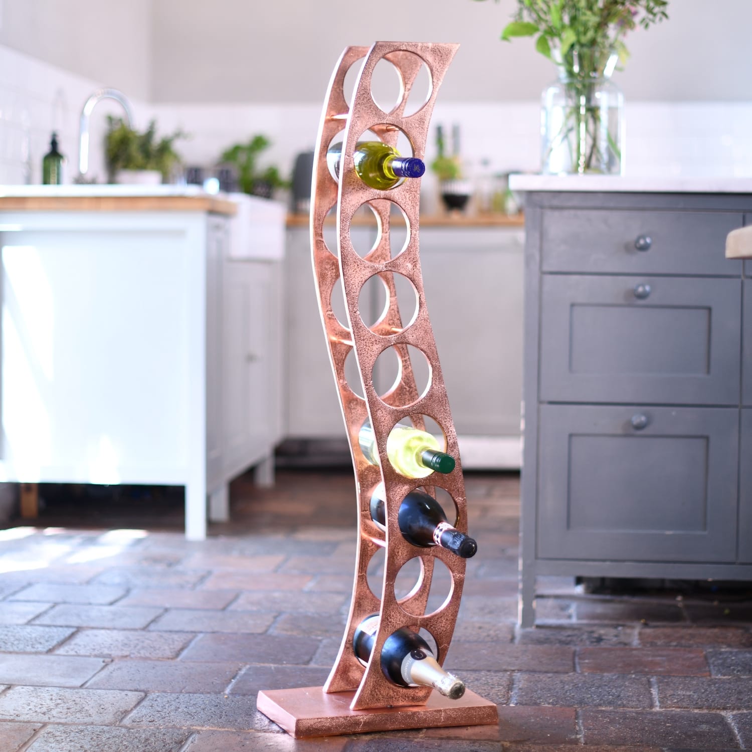 'Serena' Copper Curved Wine and Bott…