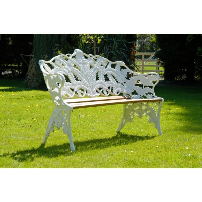 "Coalbrookdale" Cast Aluminium Antique Cream Three Seater Garden Bench