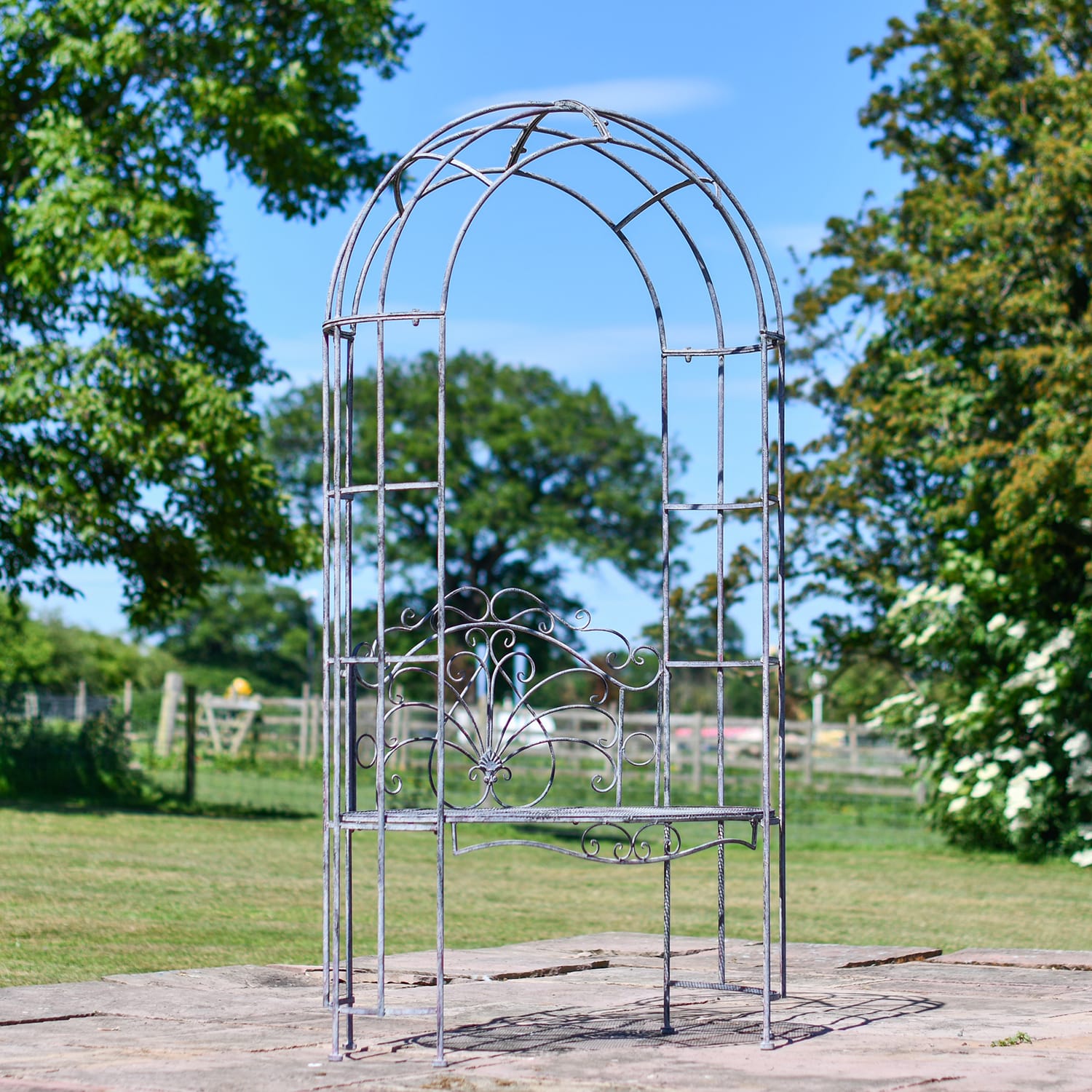 Antique Grey Arbour Oval Seat