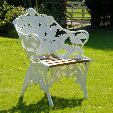 "Coalbrookdale" Cast Aluminium Antique Cream One Seater Bench
