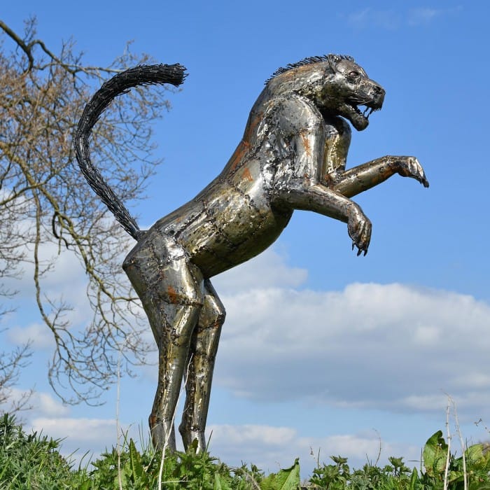 Leaping Leopard Recycled Oil Drum Sculpture