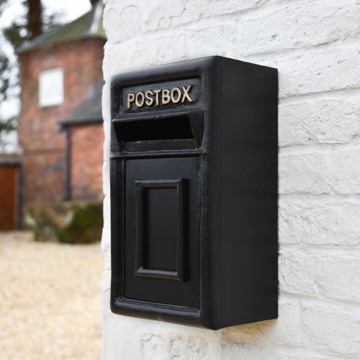 Black & Gold Traditional Wall Mounted Post Box