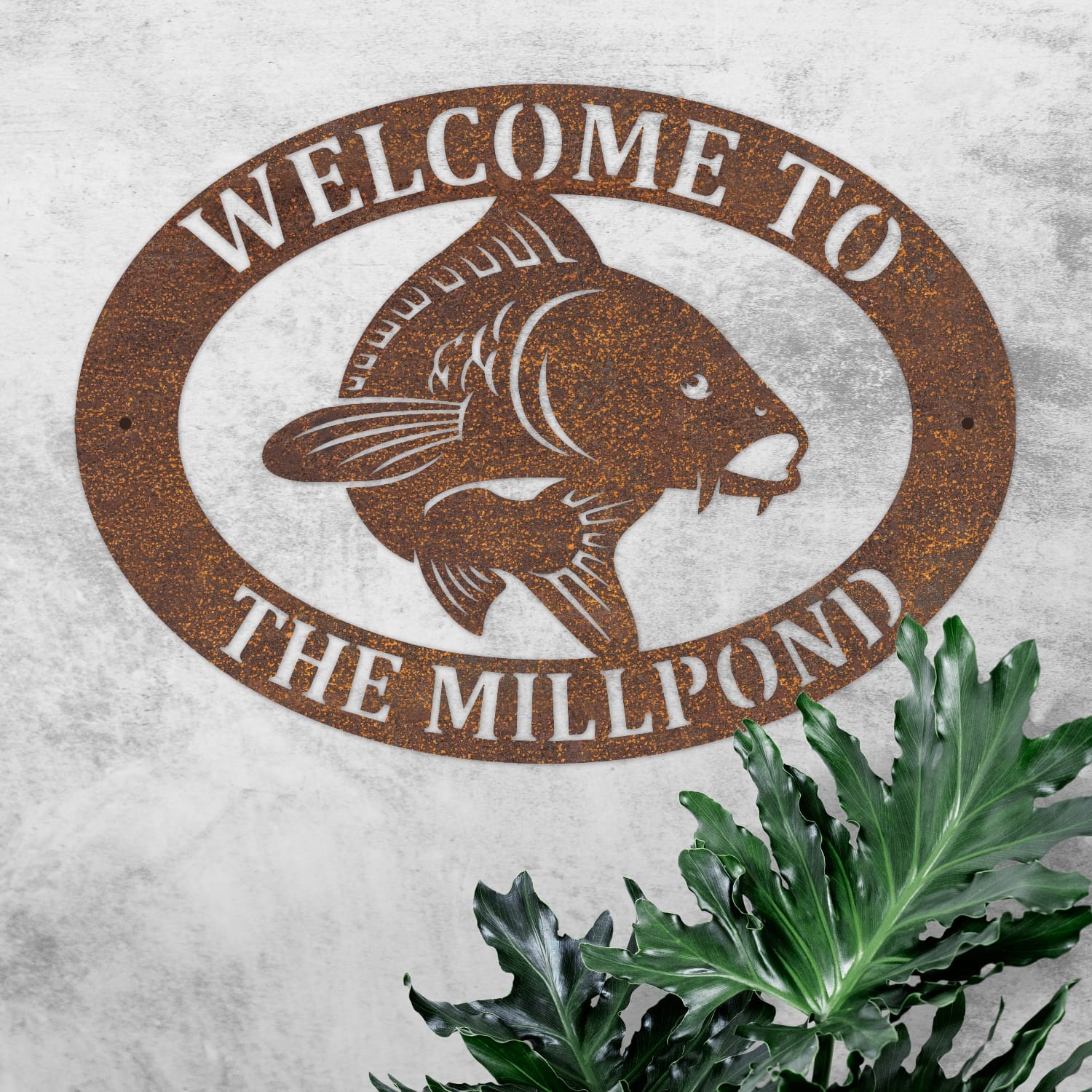 Rustic Koi Oval House Name Sign