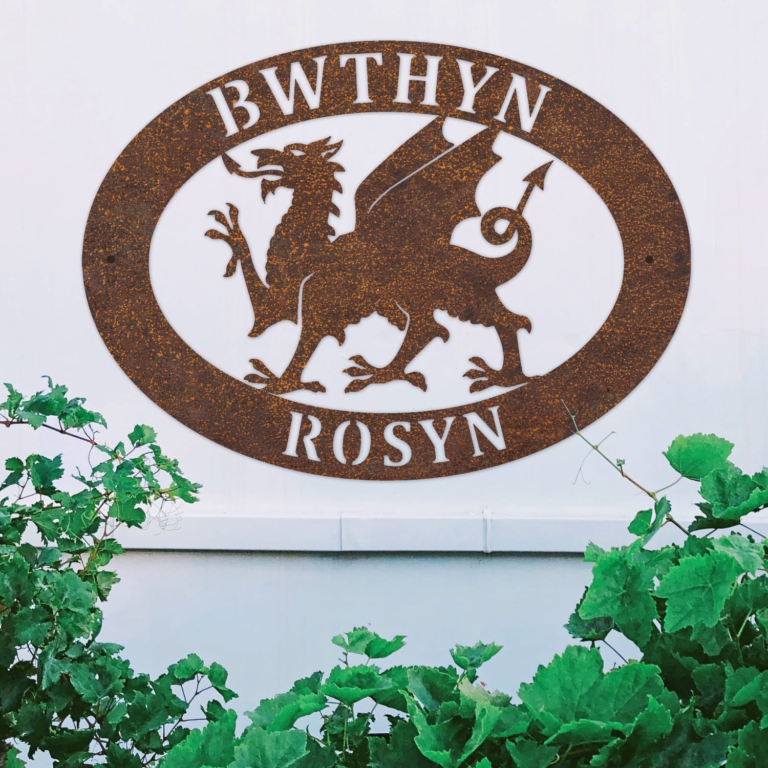 Rustic Welsh Dragon Oval House Name …