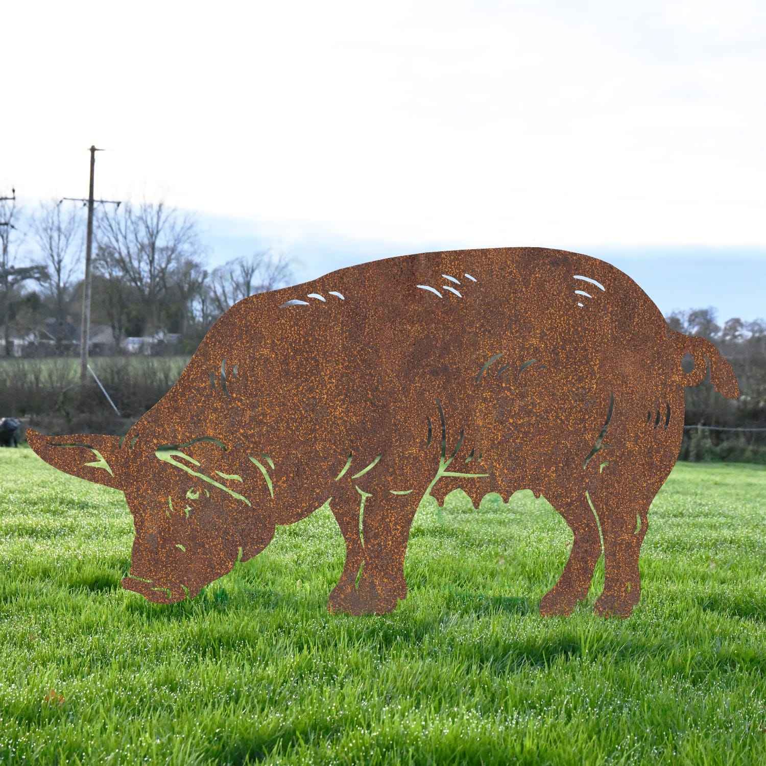 Rustic Female Pig Iron Silhouette