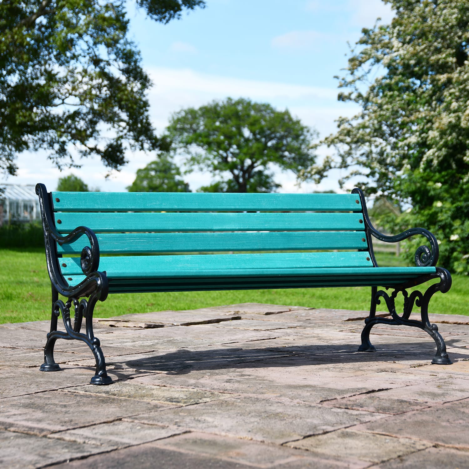 Victorian Cast Iron Green Park Bench