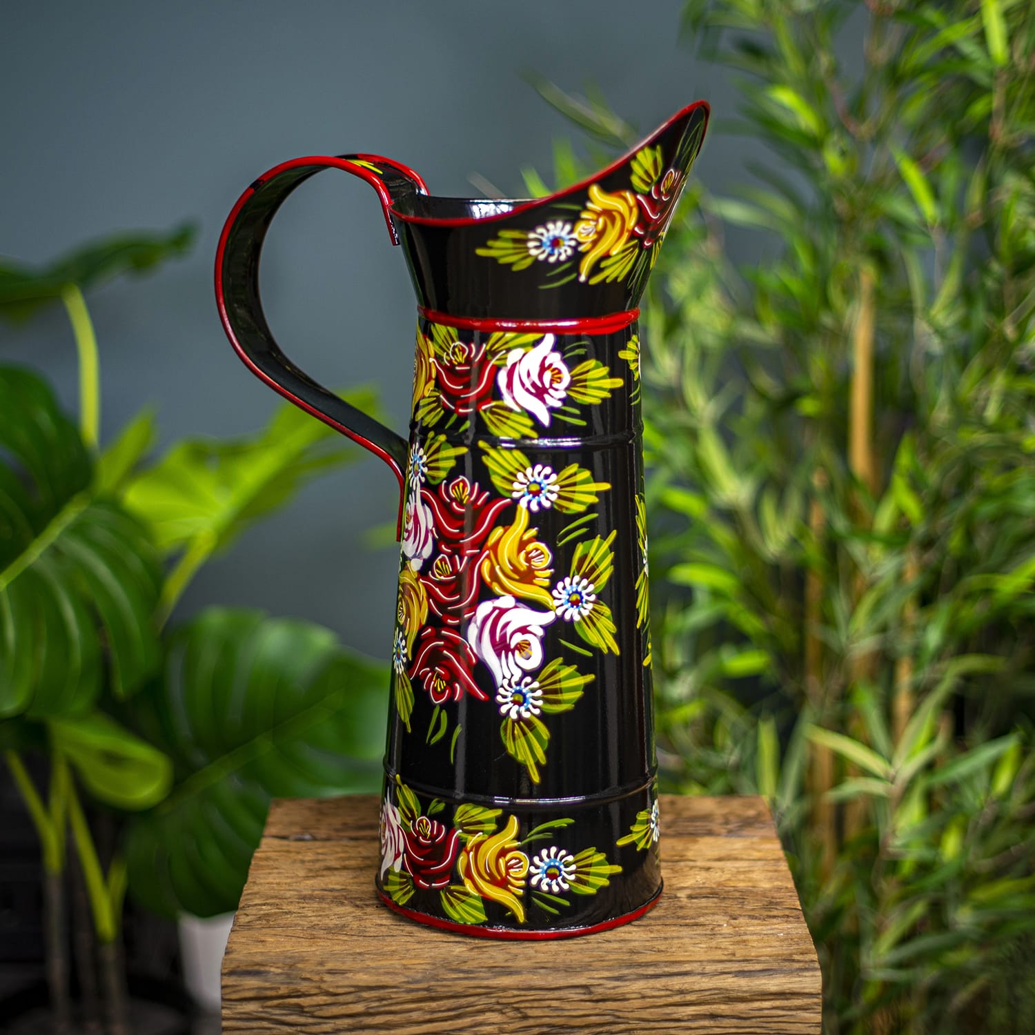 Black "Narrowboat" Hand Painted Jug - 42.5cm
