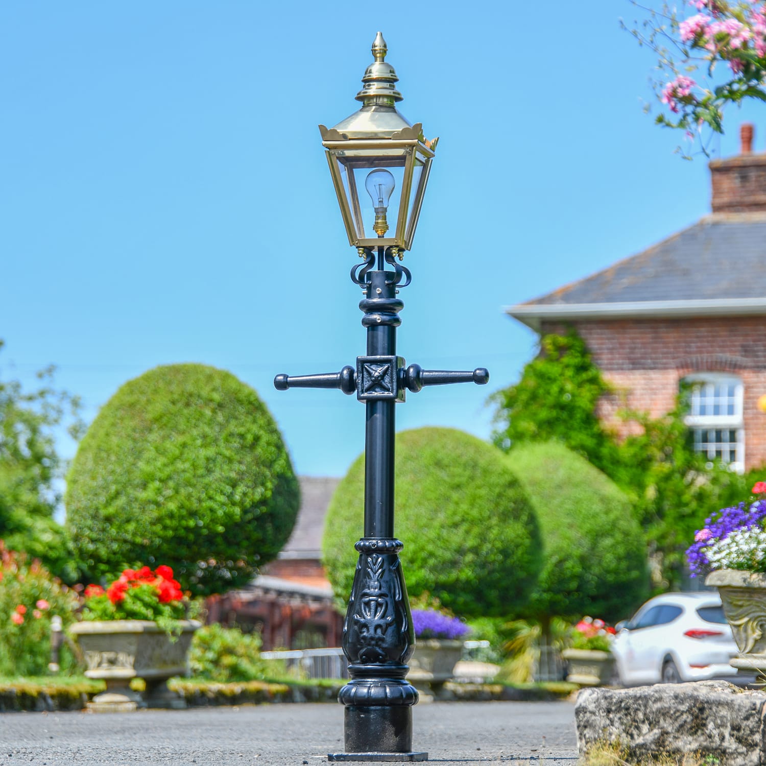 Miniature Polished Brass Victorian Lamp Post - 1.5m