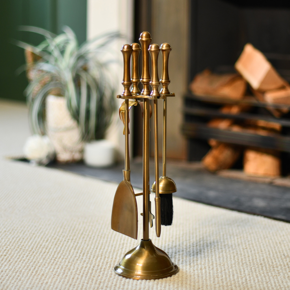 'Snodsbury' Antique Brass Fireside Companion Set