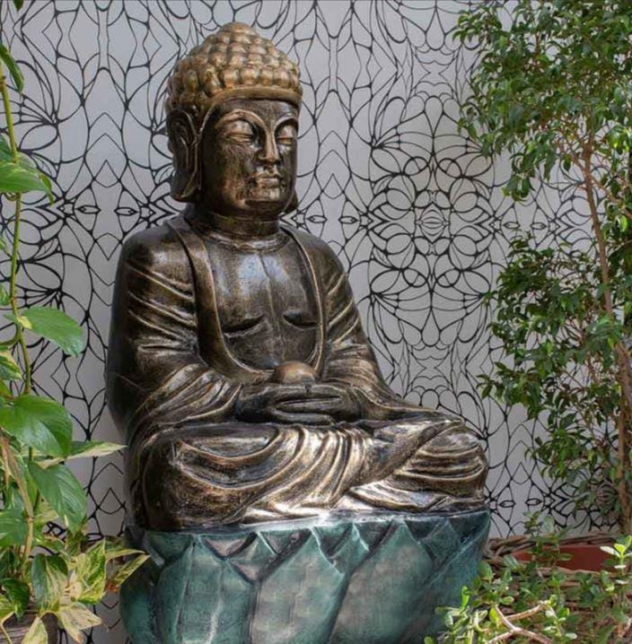 Bronze and Teal Buddha Sculpture