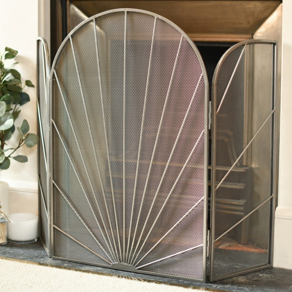 Art Deco "Sunrise" Silver Fire Guard