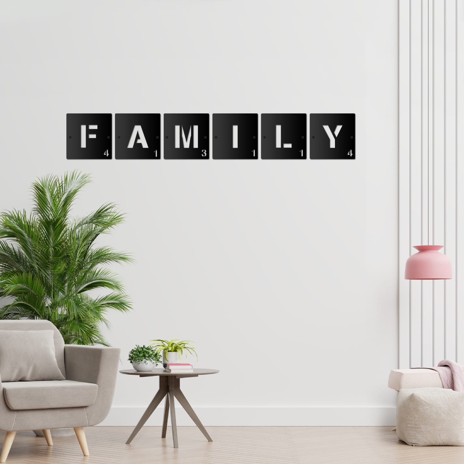 Scrabble Letters "FAMILY" - Black Finish
