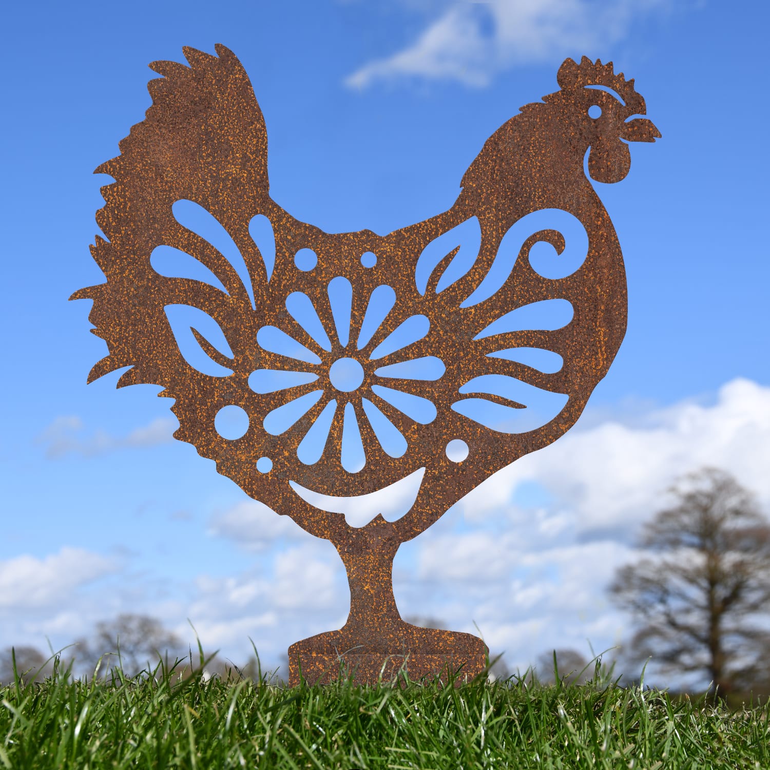 Rustic Floral Hen Silhouette