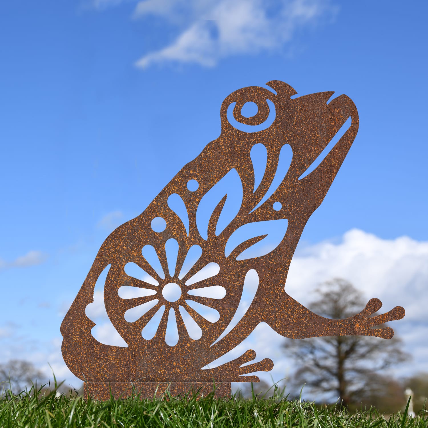 Rustic Floral Frog Silhouette