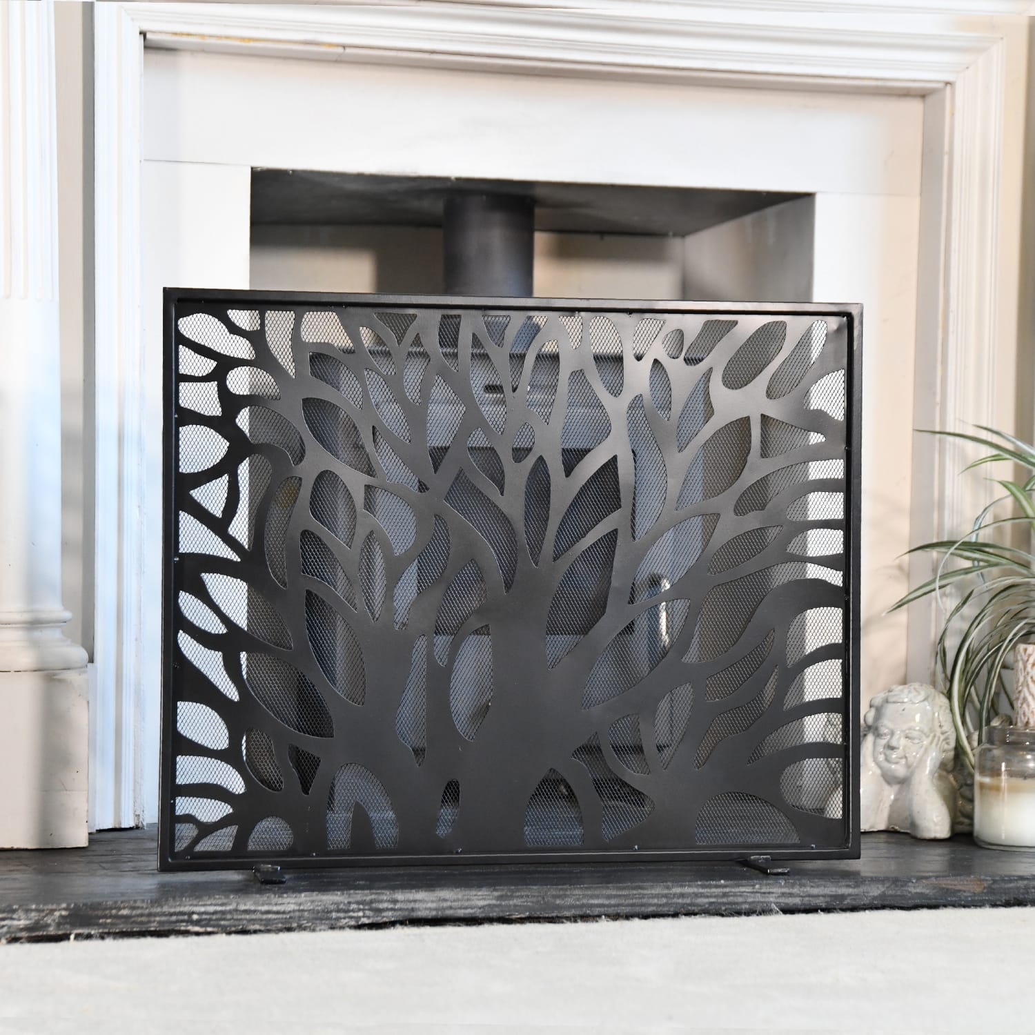 Contemporary Tree Design Black Fire Guard