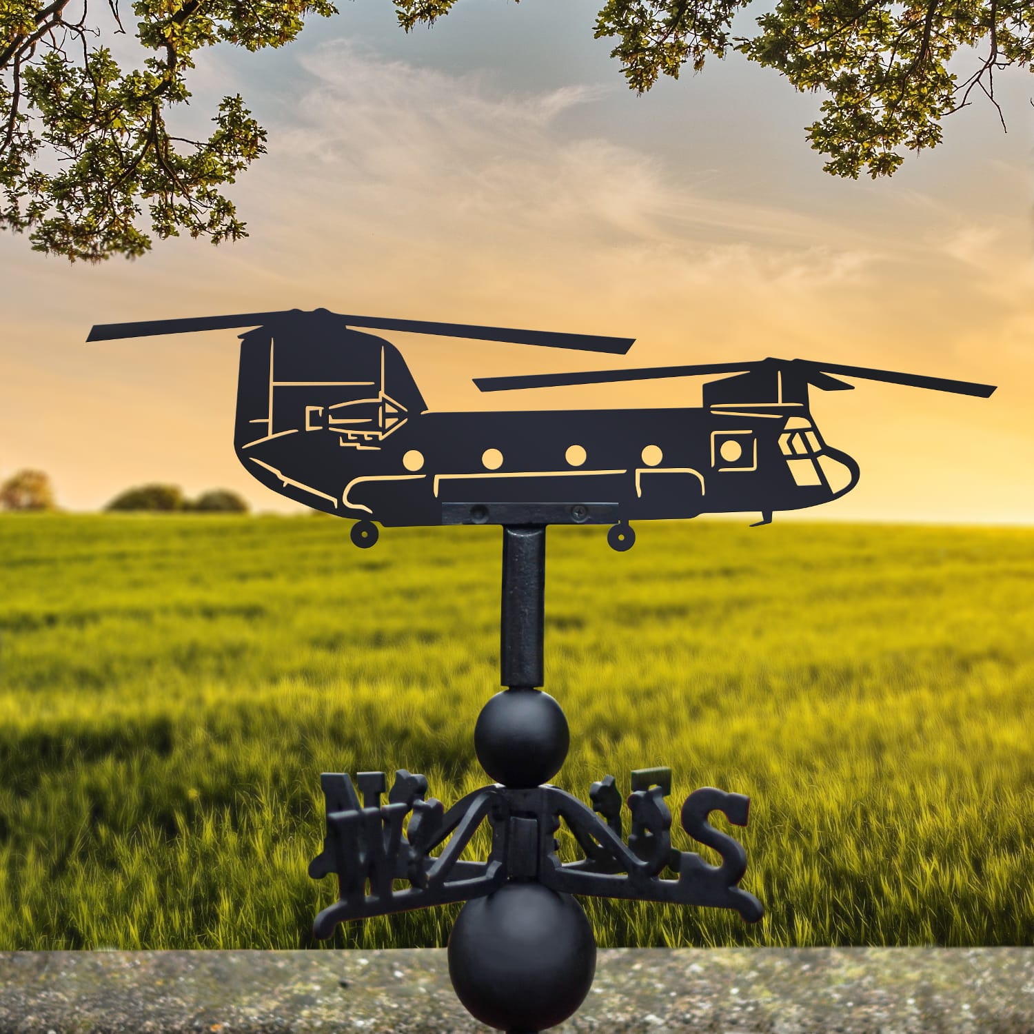 The Forge Chinook Helicopter Iron Weathervane