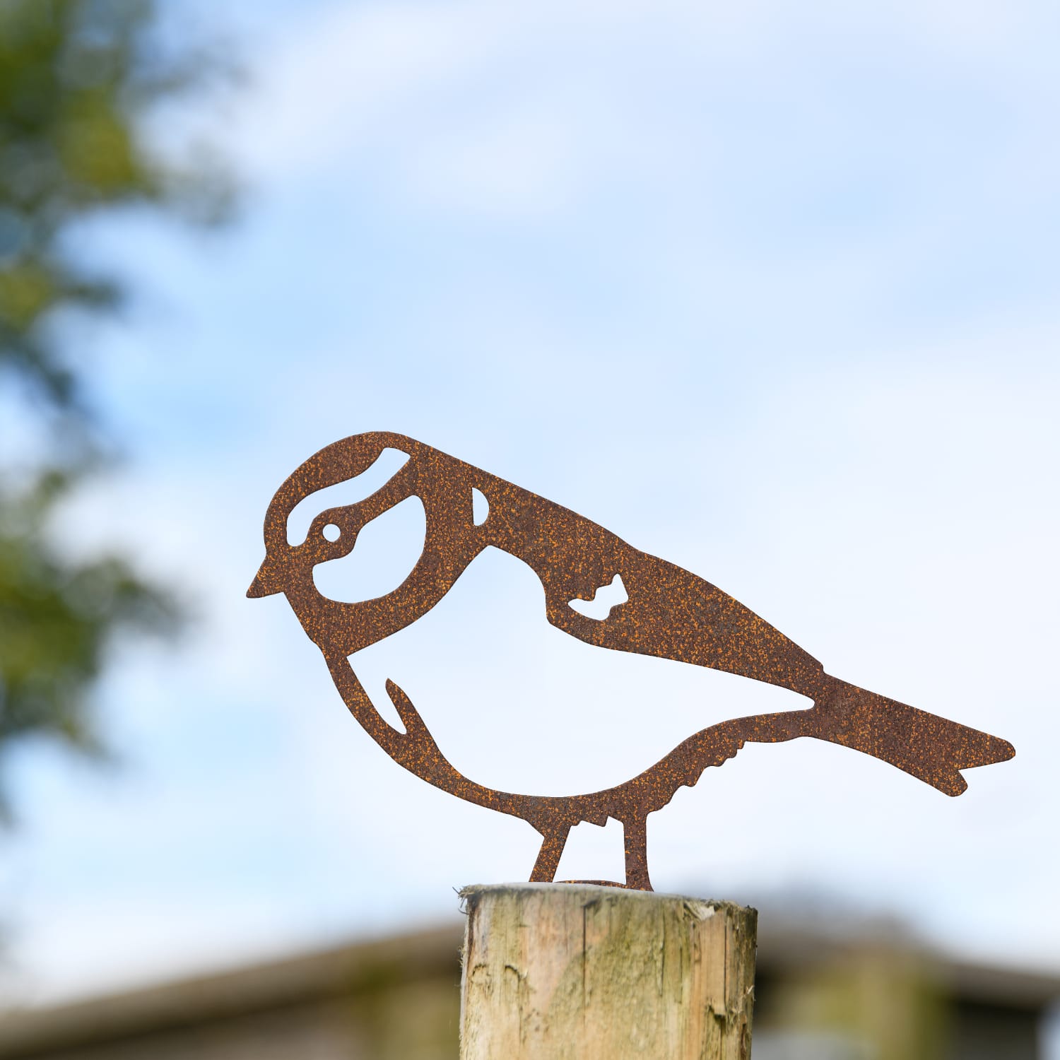 Blue Tit Fence Topper Rustic