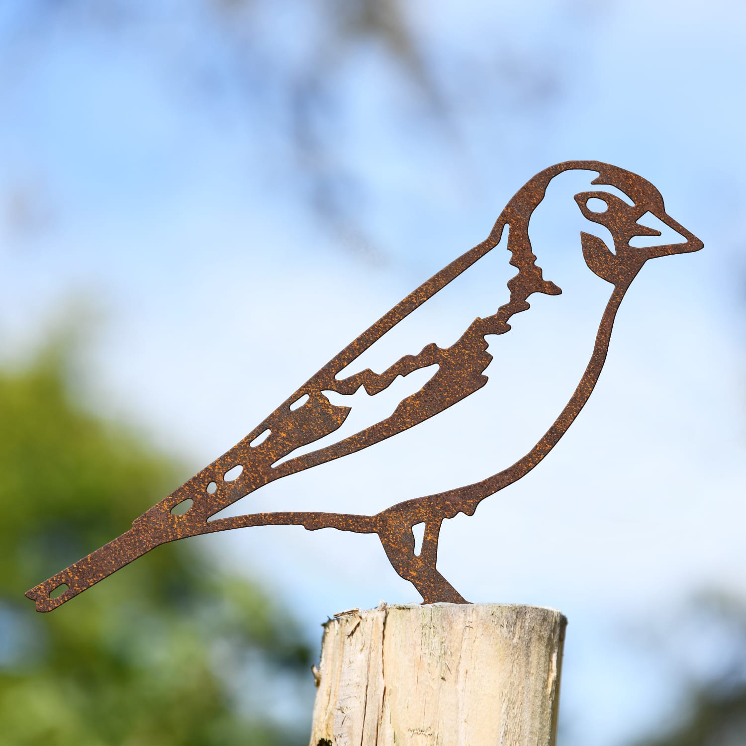 Steel Goldfinch Fence Topper - Rustic