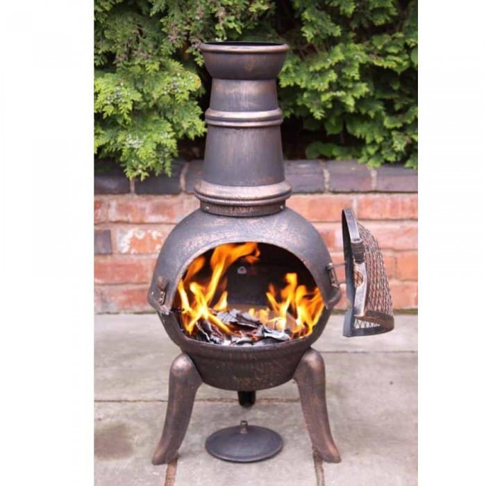 Antique Bronze Effect Iron Chimenea - 90cm
