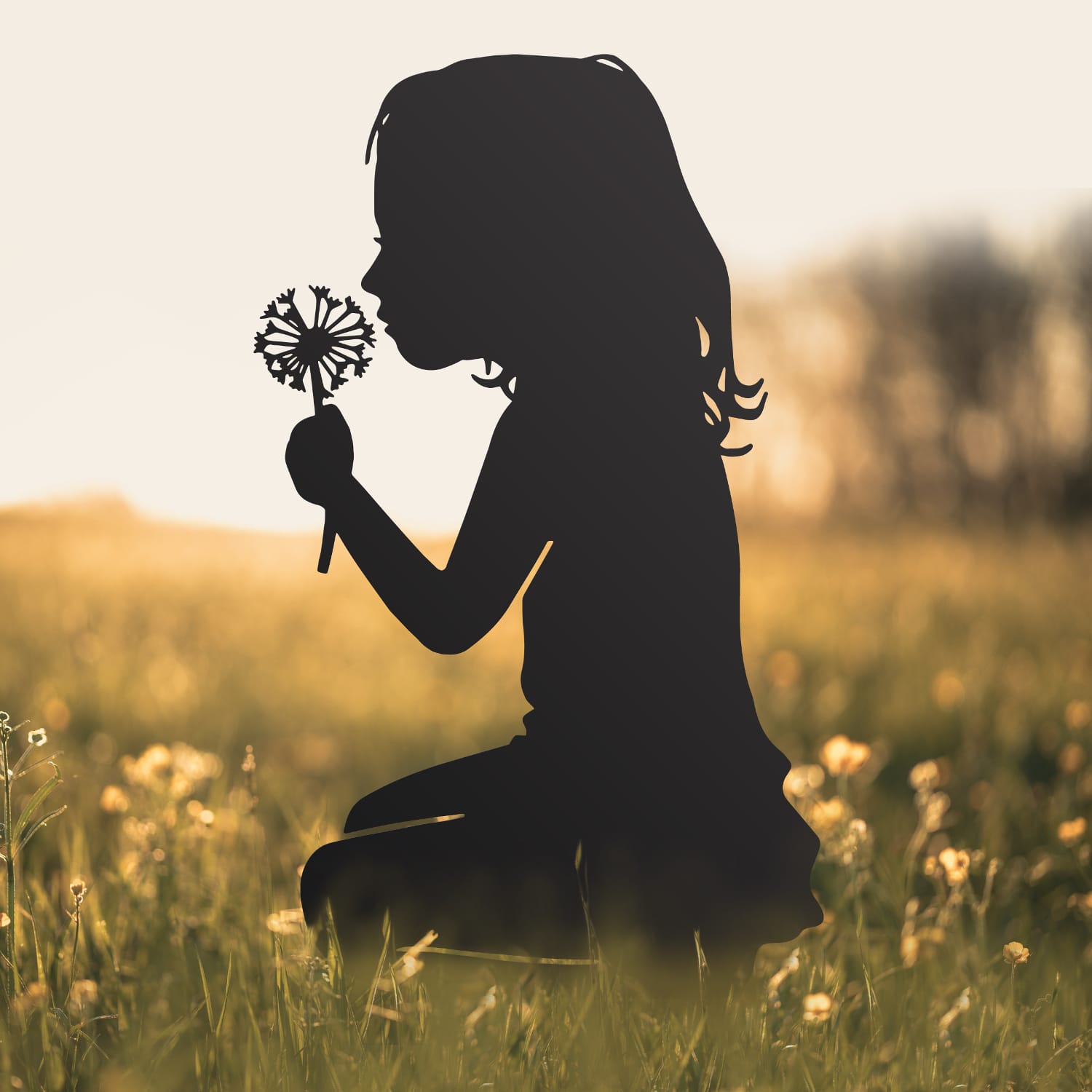 Child With Dandelion Silhouette