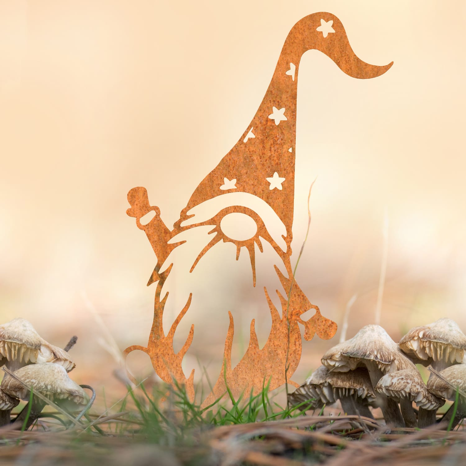 Gonk Gnome Waving Rustic Silhouette