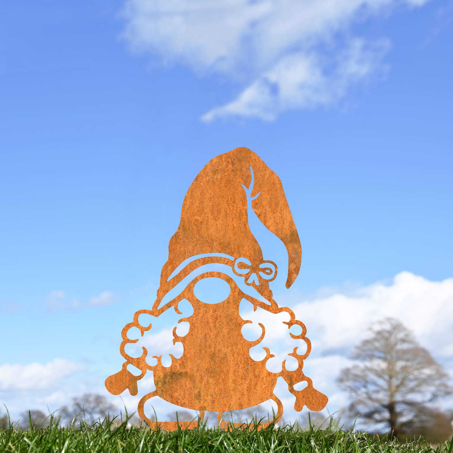 Long Haired Gonk Gnome Rustic Silhouette