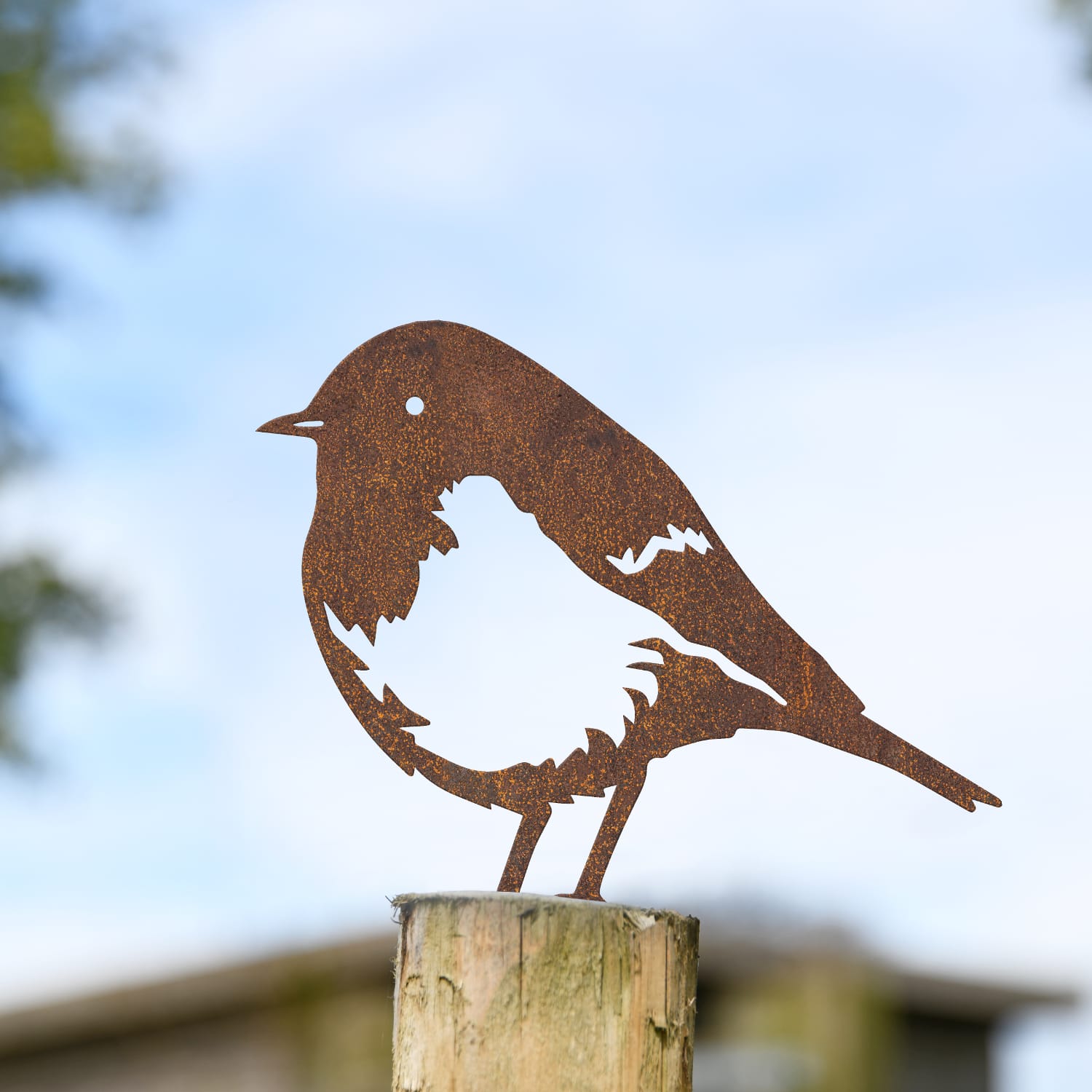 Steel Rustic Robin Fence Topper - 18cm