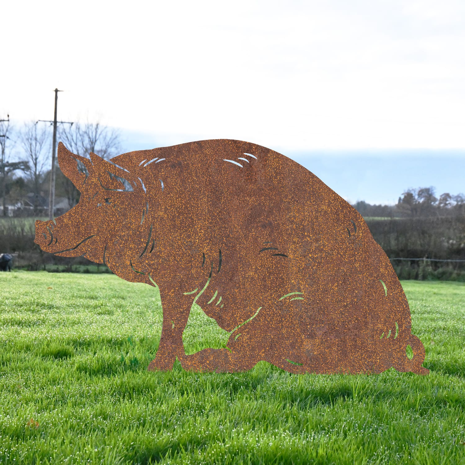Rustic Sitting Pig Silhouette