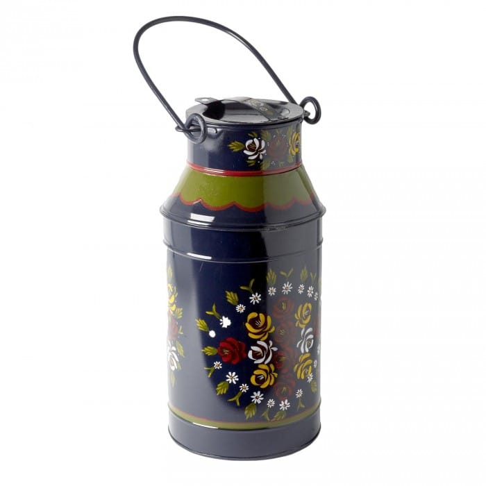 Floral Blue Narrowboat Milk Churn