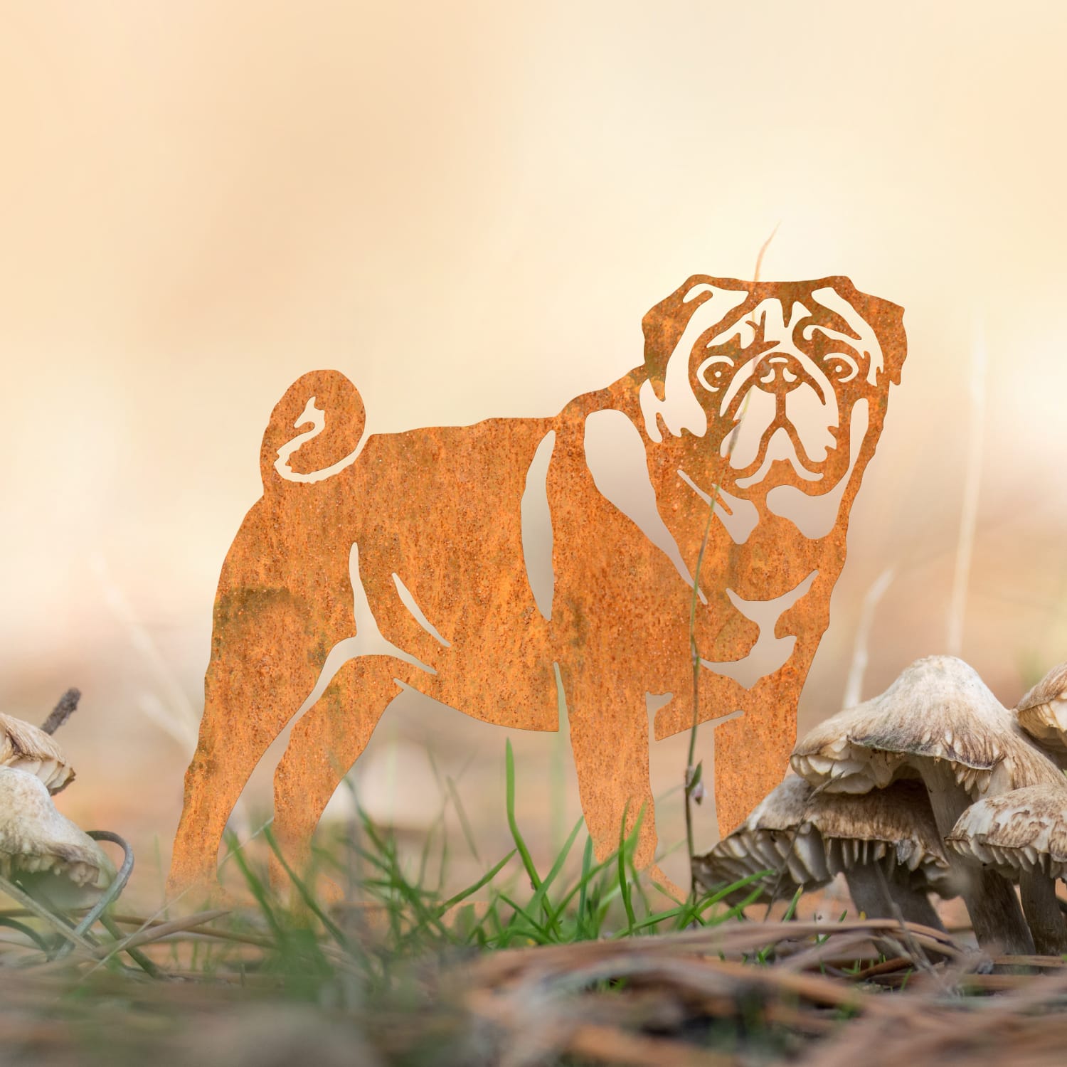 Pug Silhouette - Rustic