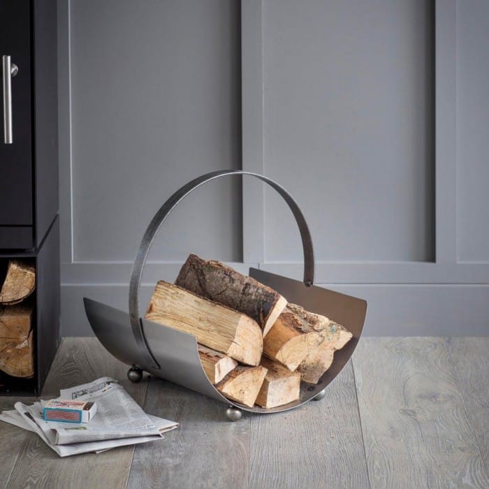 Modern Steel Curved Log Holder