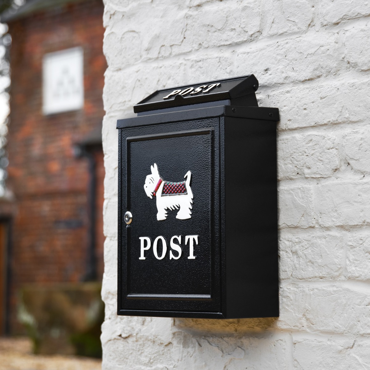 West Highland White Terrier Motif Black Wall Mounted Post Box