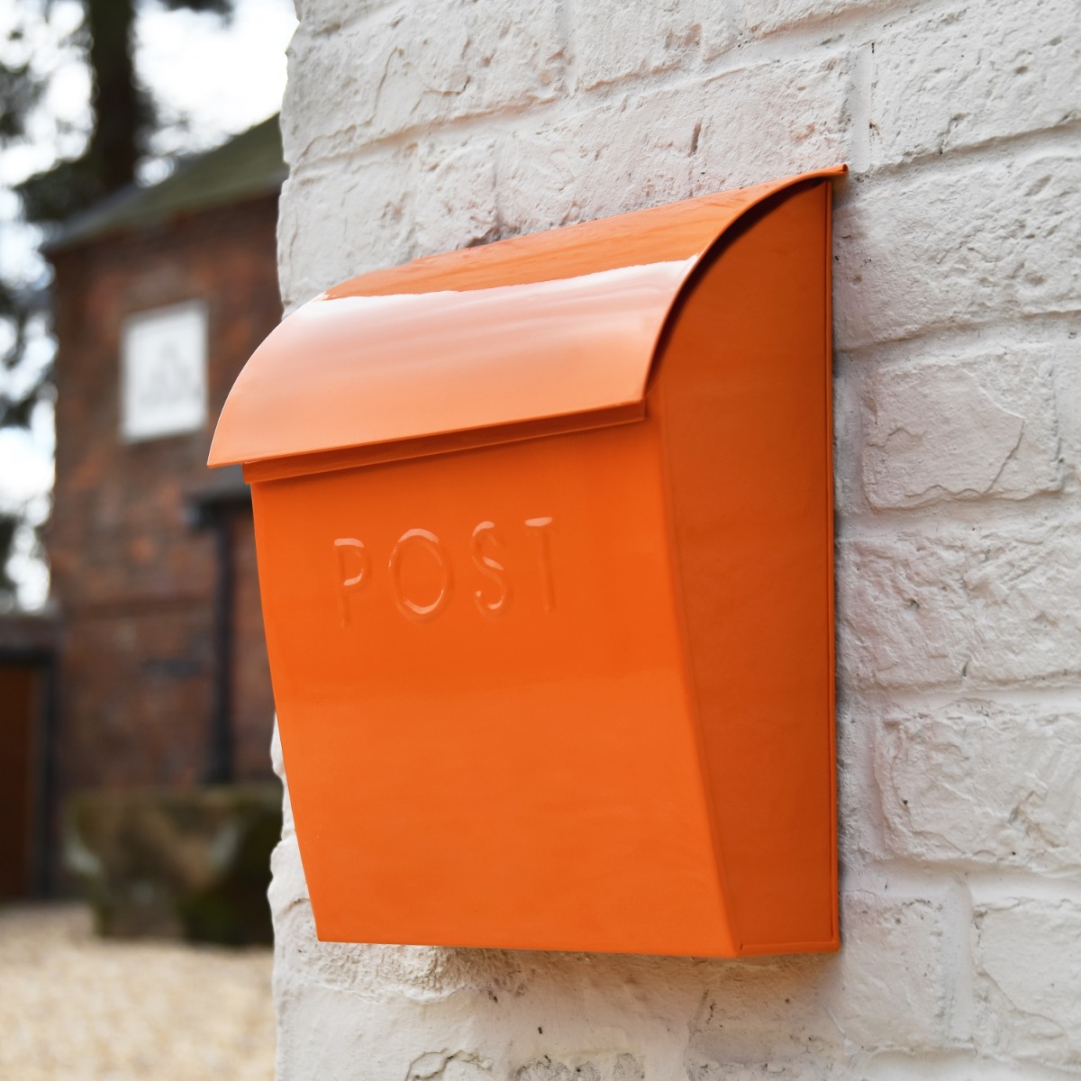 "London" Classic Post Box In Orange With Lock