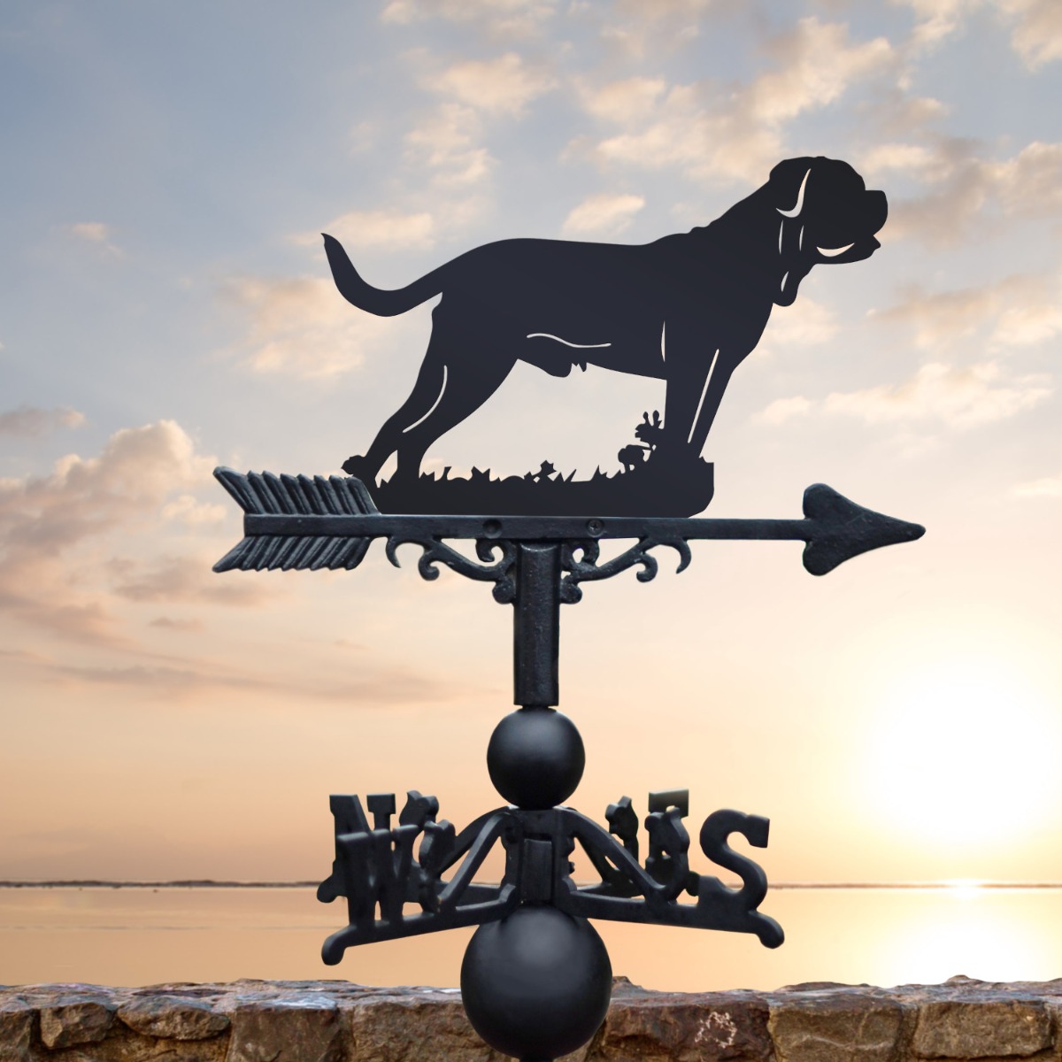 Standing 'Dogue De Bordeaux' Dog Weathervane in Situ