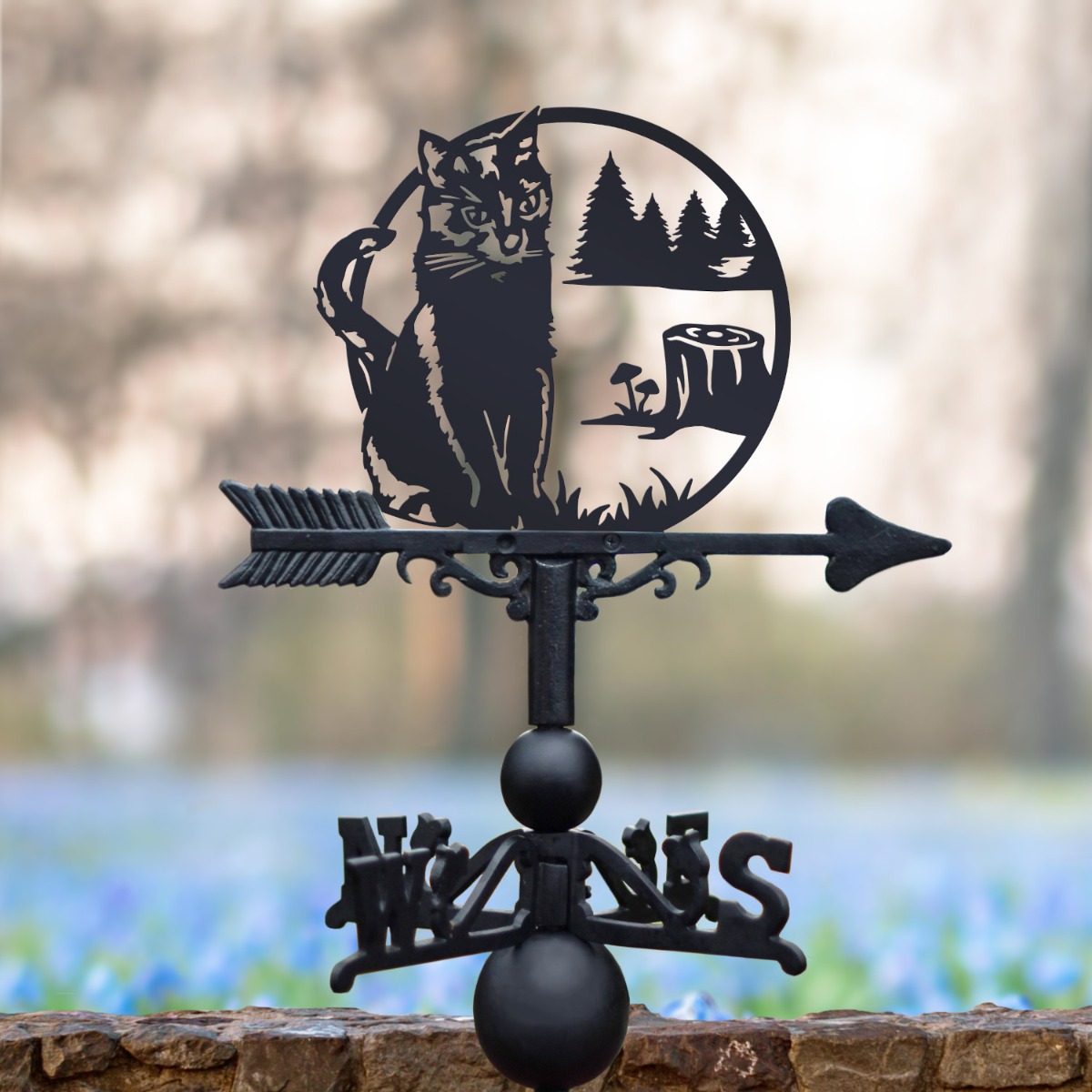 Stalking Cat in Alpine Trees Weathervane