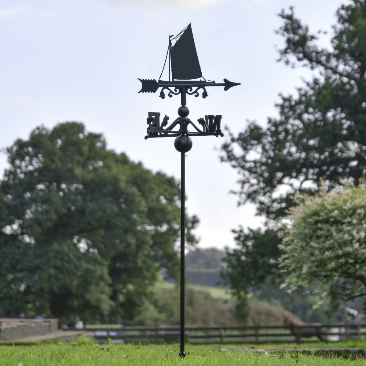 Freestanding Weathervane with Norfolk Wherry Sail Boat Topper