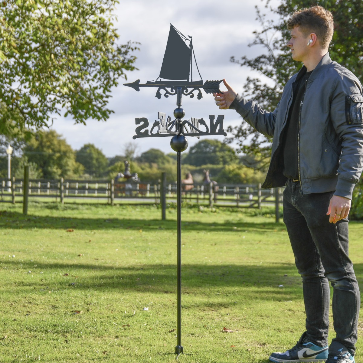 Freestanding Norfolk Wherry Sail Boat Weathervane to Scale