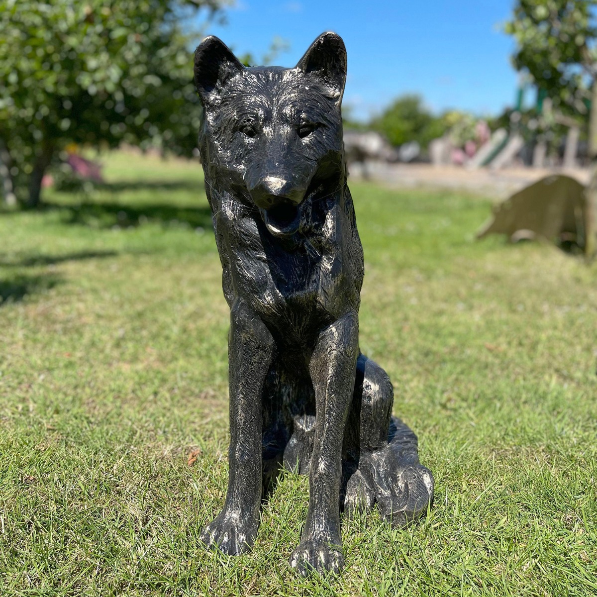 Brushed Gold Sitting Fox Garden Sculpture