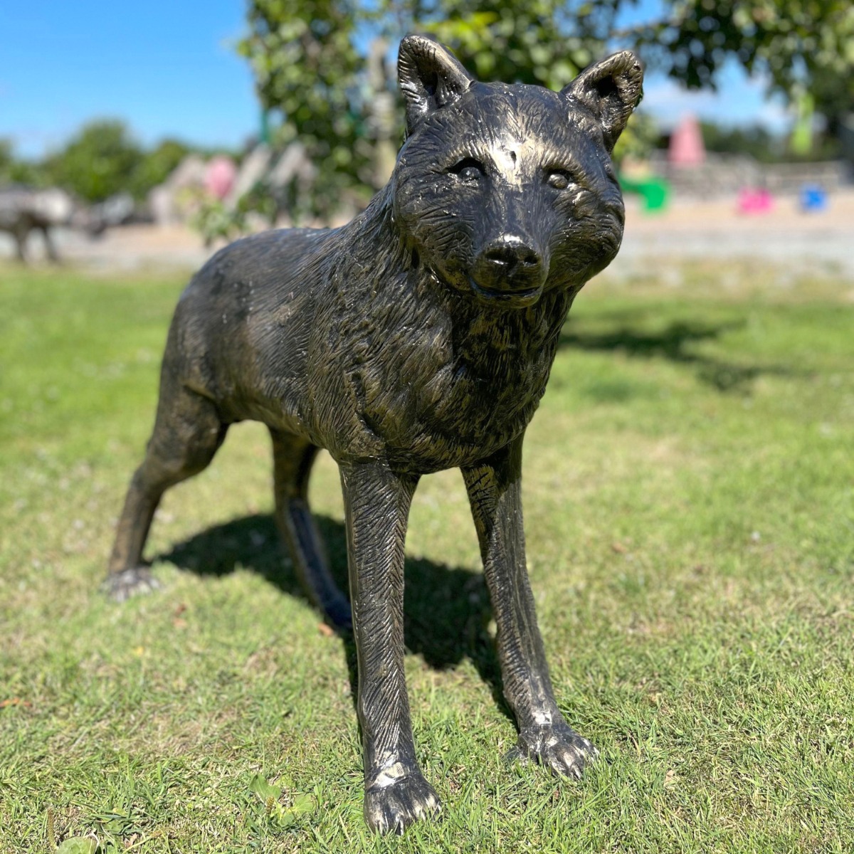 Brushed Gold Wolf Sculpture