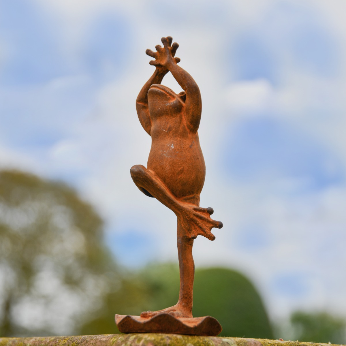 Yoga Frog Cast Iron Rustic Sculpture