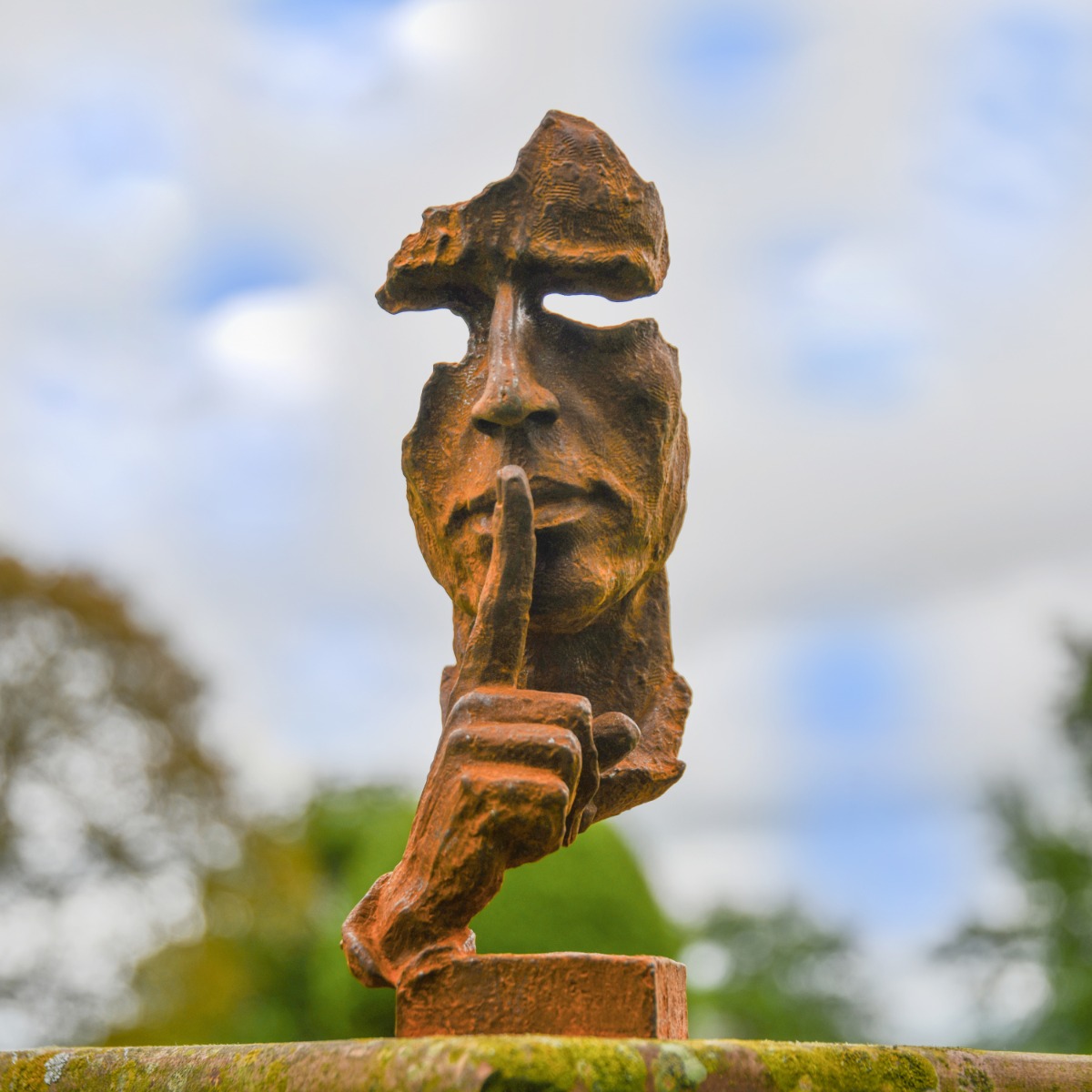Abstract "Hush" Cast Iron Rustic Sculpture